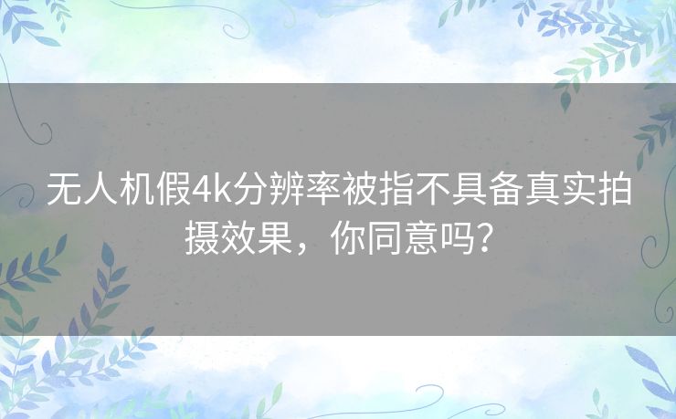 无人机假4k分辨率被指不具备真实拍摄效果，你同意吗？