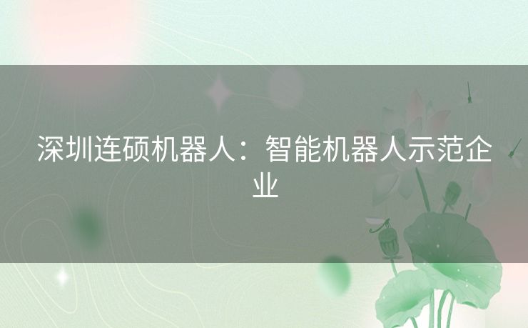 深圳连硕机器人：智能机器人示范企业